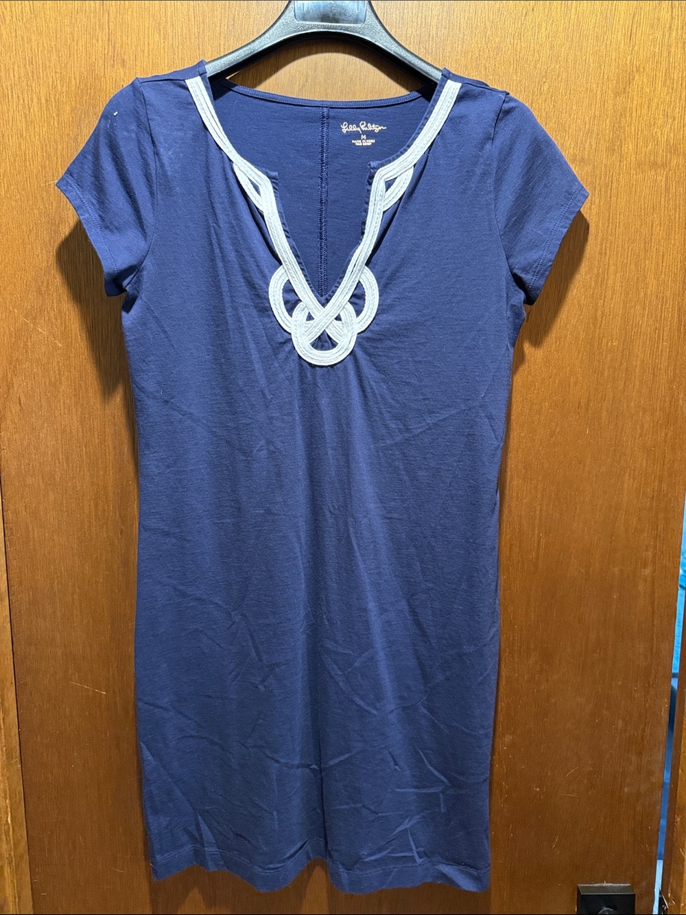 Lilly Pulitzer Navy Short-Sleeve Dress with White Knot Detail
